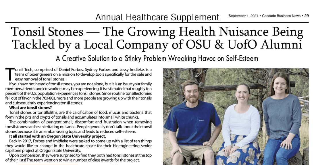 Tonsil Tech Highlighted in Cascades Business News Healthcare Edition